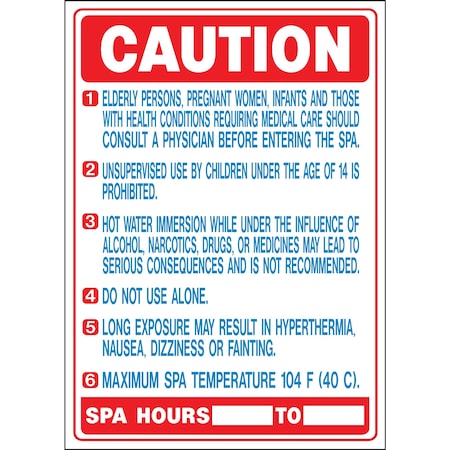 Caution Spa Users (California) Sign 20 X 28, 5PK